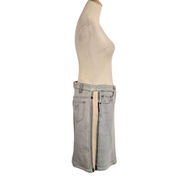 Alexander McQueen Gray Denim Panel Stretch Skirt - Picture 3 of 9